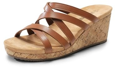 DREAM PAIRS Dressy Wedge Sandals for Women Casual Summer, Comfort Cork Strappy Platform Slides Sandals,Size 9.5,Brown,SDPW2419W
