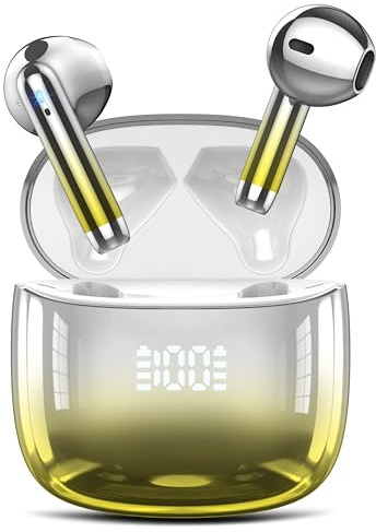 Auriculares Inalámbricos Bluetooth, Auriculares Bluetooth 5.3 Sonido Envolvente con HD Micrófono, Controlador de 14,2 mm, 48H Cascos Inalambricos con Reducción de Ruido, Pantalla LED, IP7 Impermeable