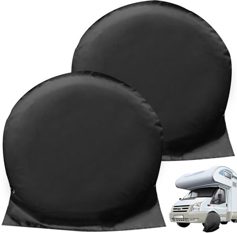 Copriruota per Roulotte: WIYETY 2 Pezzi Copertura per Pneumatici 27-29, Protettive Universali per Pneumatici per Caravan, Motorhome, Caravan, Nero