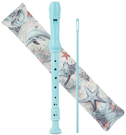 QIELIZI Recorder Instrument for Beginner Adults,8-Hole Soprano Descant Recorder Music Flute with with Cleaning Rod & Leather Case For Home Entertainment(2-Sea World2)