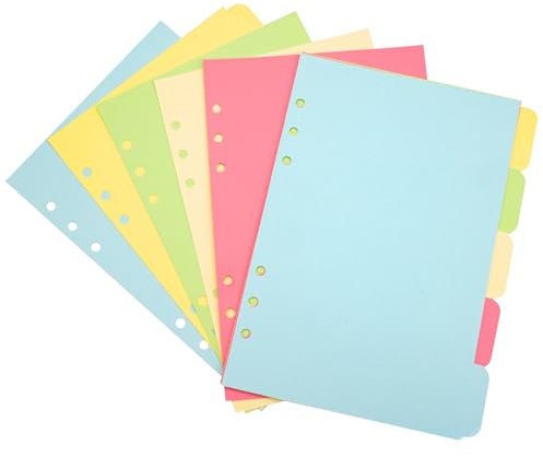 TESSTSY 30 Stück A5 Trennblätter, 5 Farbige Register 6 Loch, Kraftpapier Ordner Trennblätter, Index Teiler für Ringbuch Planer Notizbuch