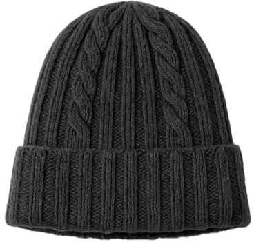 CLASSE77 - Cappello in Lana con Fantasia di Cucitura a Treccia - Berretto in Maglia Artigianale - Made in Italy (IT, Testo, Taglia Unica, Nero)