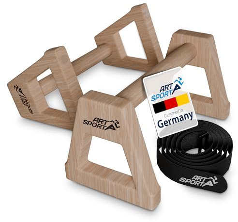 ArtSport Liegestützgriffe aus Holz XXL - Calisthenics, Parallettes, Liegestütz Barren, Indoor & Outdoor, ergonomische Handstand Griffe