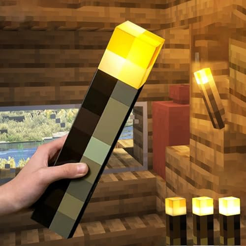 Light-up Wall Torch with Wall Mountable - Torch Lamp with 3 Lighting Levels,LED Torch Light with Wall Mount&Hand Held,USB Rechargeable Night Light for Boys’Birthday Parties,Living Room Decor (Single)