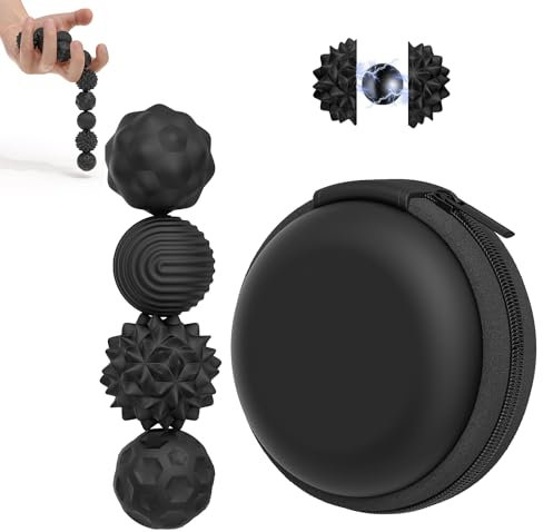 4 pièces Boules Anti-Stress Magnétiques en Silicone, Jouets Sensoriels Décompression pour Enfants et Adultes, Balles Magnétiques Texturées, Boules Fidget Silicone pour Soulagement du Stress (Noir)