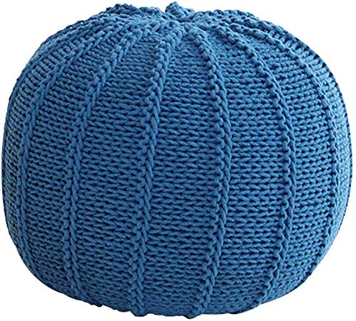 PUTHLLA Puf otomano Redondo Tejido a Mano, Estilo Cable, Cuerda Trenzada de algodón, Asiento cómodo para el Suelo (Color: B, tamaño: 48 x 48 x 35 cm (19 x 19 x 14 Pulgadas))