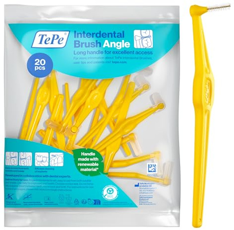 Scovolino TePe, Angle, Giallo, 0.7mm/ISO 4, 20pz, pulizia interdentale efficace, rimozione placca e pulizia interdentale per spazi medi