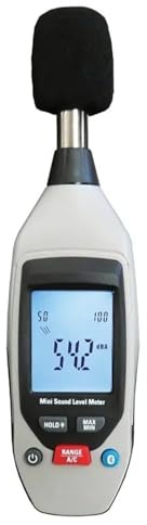 Decibelmätare, Vetenskaplig decibelmätare med Bluetooth, ljudnivåmätare 35 till 130 dB, SPL-mätare med AC-viktning, dubbelt område, max/min
