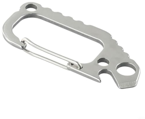 Gdfnmogo Mousqueton D-For pour porte-clés en plein air, alpinisme, escalade, matériel léger en acier inoxydable 3CR avec décapsuleur