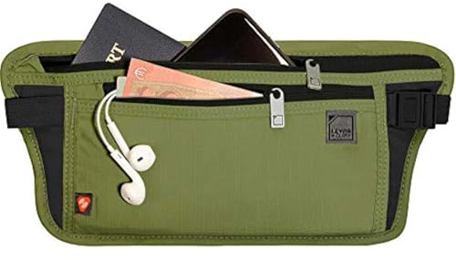 Lewis N. Clark RFID Blocking Money Belt Travel Pouch + Credit Card, Id, Passport Holder, Olive, One Size