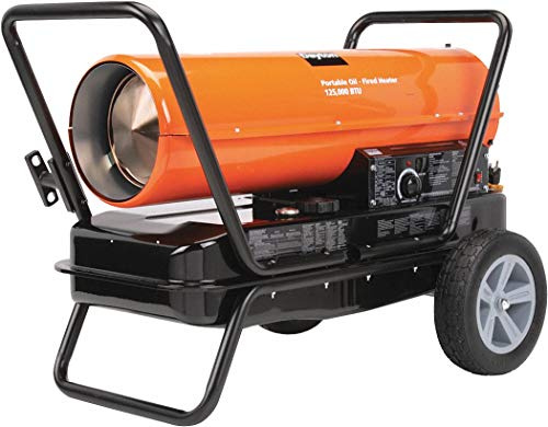 Dayton Oil Fired Torpedo Heater, 10 gal, 0.95 GPH, BtuH Output 125,000, 2900 sq. ft.