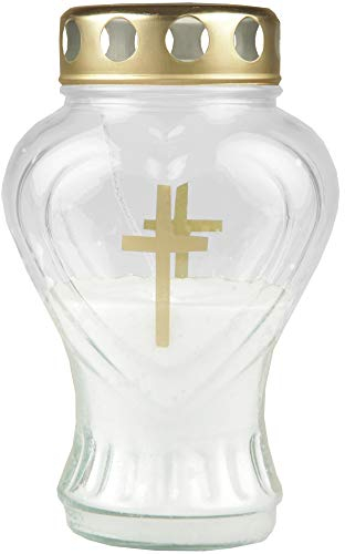 HS Candle - Vela de cristal en forma de corazón (blanco), vela para tumba con aprox. 45 h de duración de combustión