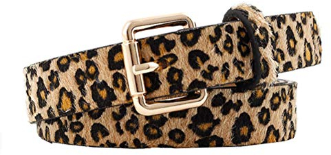 Gürtel aus Leder mit Leopardenmuster für Damen, Gürtel aus künstlichem Pferdefell für Hosen