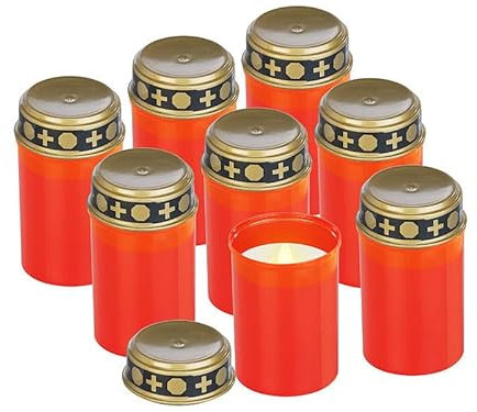 6 pz Lumino Votivo funebre a LED, effetto fiamma colore Rosso, con effetto tremolante, resistente alle intemperie, candela votiva, luce di cimitero, candela elettrica incluse 2 batterie stilo