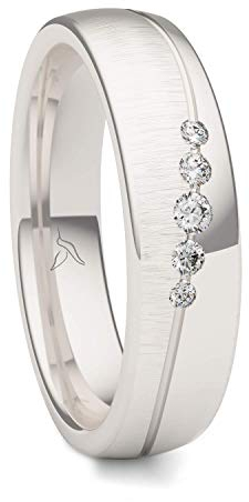 Kolibri Rings Damenring 5 Zirkonia Steine Sterling Silber 925 Ring Ehering Verlobungsring Partnerring Freundschaftsring - Inkl. Gravur und Etui