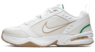 Nike Men's Air Monarch IV Training/Workout Shoes, White/Metallic Gold-Phantom-Lucky Green, 8