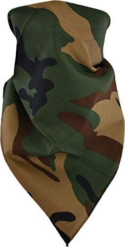 3 × Rocker & Biker Bandana Cap Kopftuch Halstuch in vielen Ausführungen Farbe Woodland