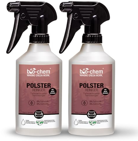 Bio-Chem - Nettoyant pour tissu, canapé, siège 2 x 0,5L - Détache et neutralise les odeurs sieges de voiture, canapés, tapis, moquette - Produit pour rembourrages en tissu