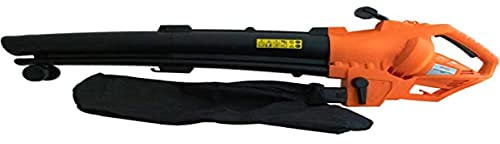 Bricoferr Soplador Aspirador De Hojas Alimentado por Un Motor Eléctrico De 3000w, Bolsa de Recogida de 35 L Negro y Naranja