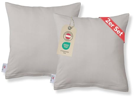 DarBene Kissenbezug 40x40 cm (2er Set Kissenbezüge Jersey) - 100% Baumwolle mit YKK-Reißverschluss, weicher Kopfkissenbezug 40x40, Kissenhülle 40x40, Oeko-TEX, Polsterbezug, Hellgrau