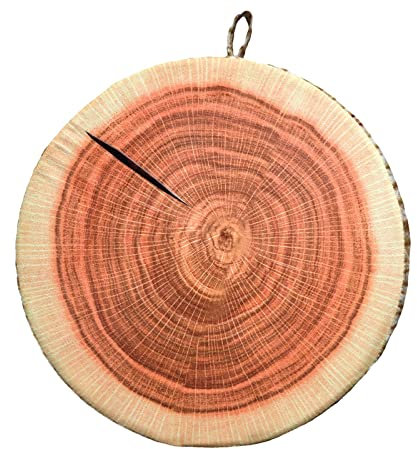 Simulation Tree Stump Pillow 33X33cm Creative Round Cylindrical Trunk Cushion Branch Log Design Wood Grain 3D Decorative Pillows for Home (Orange, 33X33X5cm)