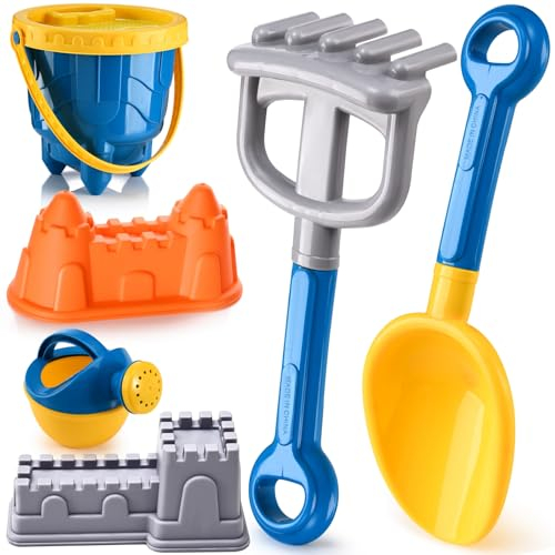 Doloowee 7-Teiliges Sandspielzeug Set mit Eimer, Spielzeug zum Sandgraben für 3-6 Jahre alt Jungen Mädchen