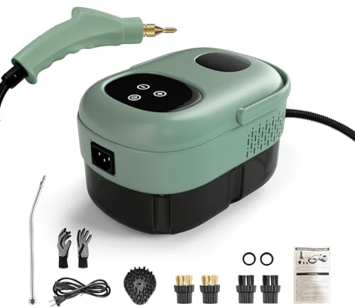 Dampfreiniger Handgerät, 2500W Steam Cleaner, Dampfreiniger für Alles, Hochtemperatur Dampfreinigungsmaschine, Tragbarer Steamer mit Bürstenköpfen, Handdampfreiniger für Küche, Badezimmer, Auto-Grün