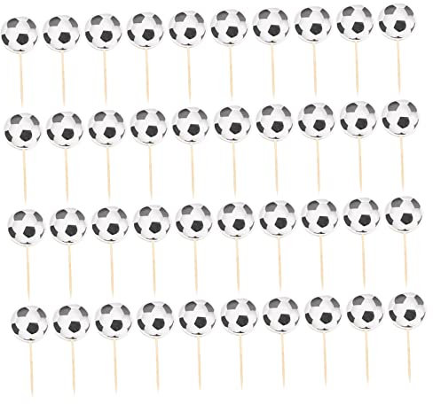 WOONEKY 48pcs Football Cake Toppers Dessert Insert Flags for for Birthday Parties Celebrations Themed Events Fun Easy Cake Decoration Supplies