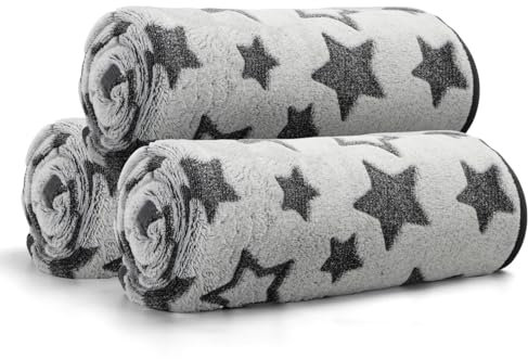 Nobleza 3er Set Hundedecke, S, 60 x 80 cm Katzendecke Flauschig, Weiche Fleece Haustierdecke für Katzen und Minihunde, Flanell, Schutzdecke für Sofa, Waschbar, Grau