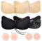 GADITIEK Stick on Bra, Invisible Adhesive Strapless Backless Bra for Women, Reusable Push Up Bra with Drawstring, Skin Friendly Breathable Invisible Sticky Bra (UK, Cup & Band, D, 38, 1, Beige&Black)