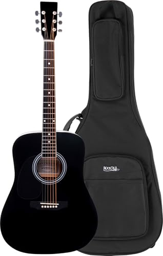 Classic Cantabile WS-10BK-LH Chitarra Western - Modello Mancino - Set Gigbag - Stile Dreadnought - nero - con pickup, EQ e accordatore integrato - inclusa custodia morbida