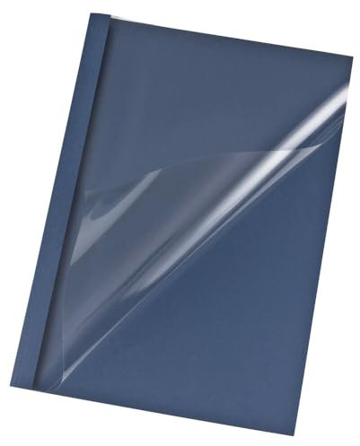 VEPATIM 25 Thermobindemappen A4 6mm für 60 Blatt Lederoptik blau
