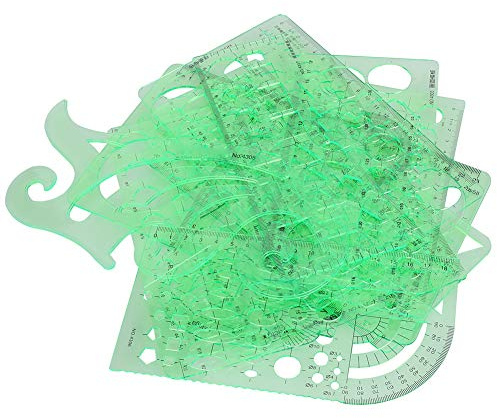 Herramientas de Dibujo, Juego de Reglas de 12 Piezas Reglas de Clasificación en Forma de Curva Plantillas de Dibujo Plantilla de Dibujo Geométrico Regla de Medición Multifunción