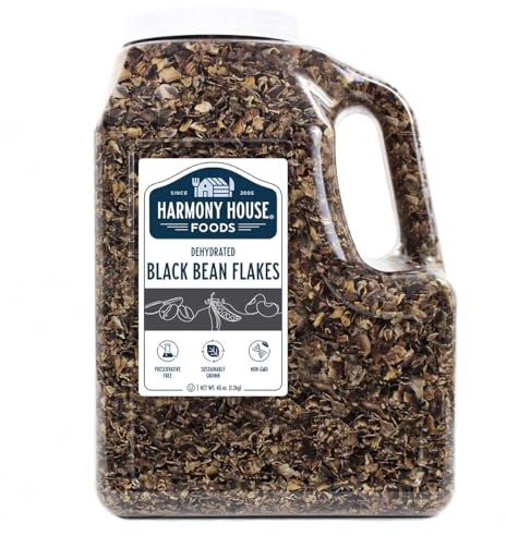 Harmony House Foods Dehydrated Black Bean Flakes (46 oz, Gallon Jug)