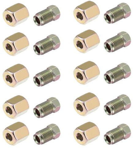 Motorcycle Brake Line Tube Fittings M10x1.0 Nuts 20Pcs | Replacement 10mm nuts for 3/16 inch tube; ideal for throttle or carburettor cable mounting