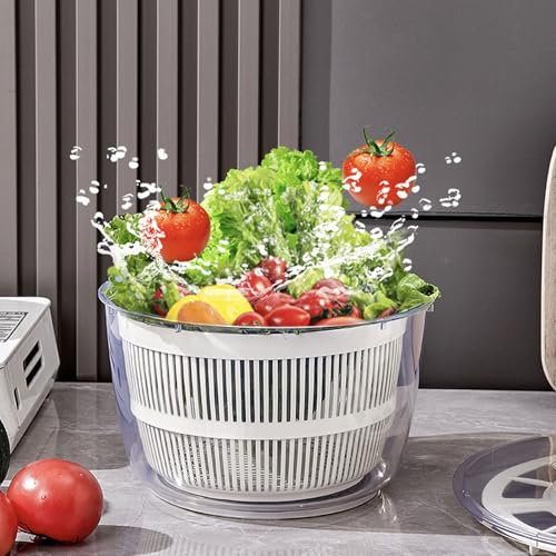 Electric Salad Spinner, 5L Cordless USB Salad Spinner Dehydrator for Fruit Vegetables, Large Capacity Salad Vegetable Dryer, Quick Drainage Lettuce Spinner