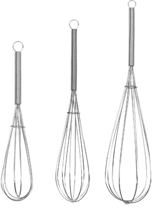 Digead Mini frusta in acciaio inox 304, resistente, per cucinare, cuocere al forno, uova, salse e creme (manico ergonomico a spirale, argento, lavabile in lavastoviglie)