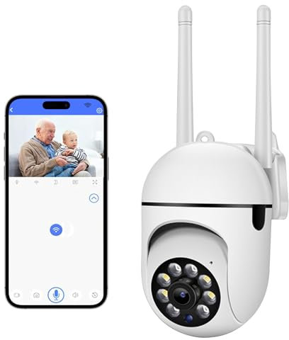 Anluomafuy Caméra Surveillance Extérieure, Connectée Smartphone, Vision Nocturne, Notifications en Temps Réel, Détection de Personne, Suivi de Mouvement, Télécommande, Sirène