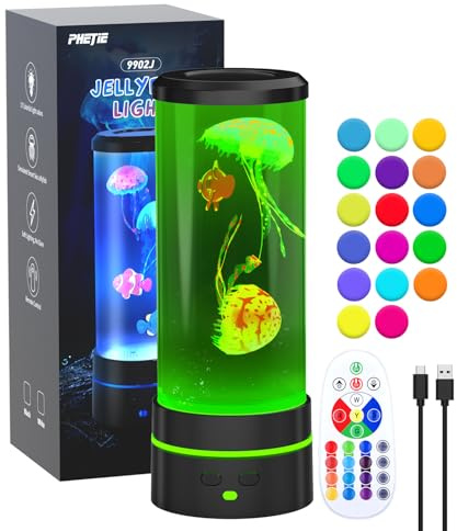 Lampe Méduse Télécommande 28cm - 17 Couleurs RGB, Mode Changement Auto, Veilleuse Enfant Adulte, Lampe à Lave Bubble Magique pour Chambre, Nursery & Détente
