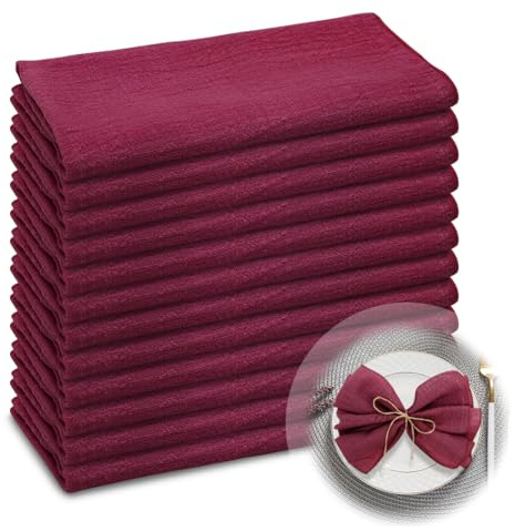 RANJIMA Tovaglioli Oversize in Cotone 100%, 45 x 45 cm (18 x 18) Tovaglioli di Stoffa Grandi Riutilizzabili per Natale Compleanni Matrimoni Decorazioni da Tavolo,Borgogna