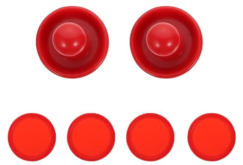 TOGEVAL Accessoires de Hockey Air, Jeu de Palets, 1 Set en Plastique Rouge, Design Ergonomique, Remplacement pour Salle de Jeux