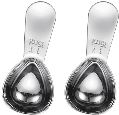 QUARKZMAN 2Pc Cucchiai Da Caffè In Acciaio Inox, Cucchiaio Dosatore Con Manico Corto 15ml Per Caffè Macinato Zucchero Tè Regali Cucina, Argento