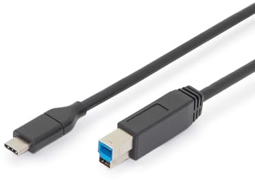 DIGITUS USB 3.2 Gen2 Kabel – 1.0 m – USB-C zu Typ-B – 10 Gbps – für Drucker, Scanner, Festplattengehäuse, Hubs – Schwarz