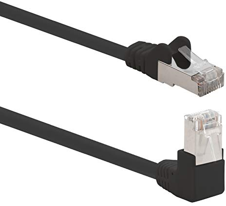 1aTTack.de 366123 Cat.6 Netzwerkkabel Winkel 90 Grad 0,25m - schwarz - 1 Stück - Cat6 Patchkabel (SFTP PIMF) 1000Mbit/s Rj 45 Stecker - 1 x 0,25m Meter schwarz