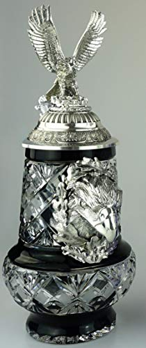 Cameo BZW - Jarra de cerveza, cristal de estaño, figura de águila, cristal