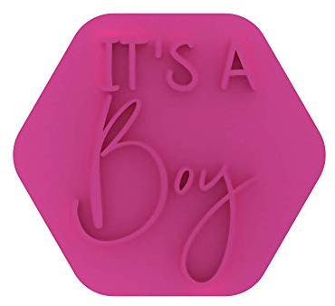 LissieLou - Timbro per biscotti con scritta It's a Boy, motivo Baby Shower or Gender Reveal Party Glass, colore: Rosa chiaro