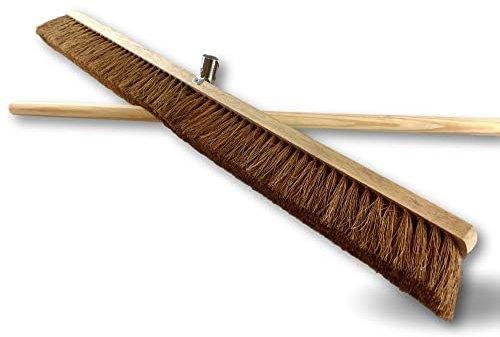 Balai d'atelier Type cantonnier | Lot de 3 | Piste Extérieur | Longueur 100 cm | Garnissage Brosse Fibre Coco Naturel | Semelle Bois | Douille métal boulonnée Ø 28 mm | avec Manche | Kibros 2090Mx3