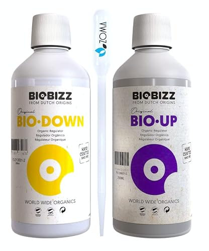 ZOMA - BioBizz Correttore di PH, Riduttore di PH 250ml + Innalzatore di PH 250ml con Contagocce Graduato, Non idoneo per Piscine e Spa.