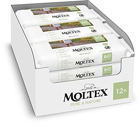 Moltex Pure & Nature Toallitas para Bebé - 720 toallitas, 12 paquetes (12x60)