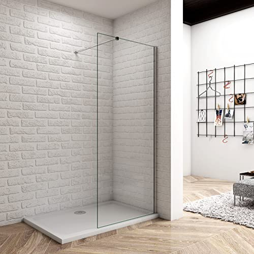 70x190cm Mampara de Ducha Puerta Frontal Fija Cristal 8 mm ANTICAL Transparente Barra 90cm